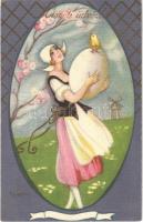 1927 Húsvéti üdvözlet / Italian art postcard, Easter greeting. Ballerini & Fratini 230. s: Chiostri