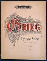 Grieg: Lyrische Stücke. Violne und Klavier. Op. 12. Edition Peters. Szakadt papírkötésben.