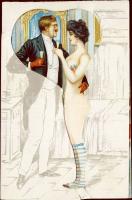 Folding-card, humor, erotic Litho