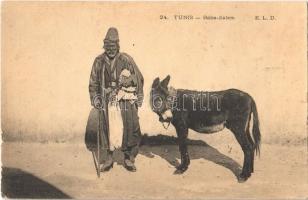 1924 Tunis, Baba-Salem / old man with donkey, Tunisian folklore