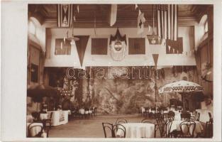 1912 Wiener Neustadt, Bécsújhely; Ballsaal Akademieball / K.u.K. (Austro-Hungarian) military academy, interior, ballroom with decoration. photo
