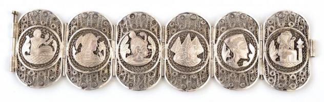 Egyiptom 1906-1916 Beni Suef filigrán ezüst karkötő. jelzett. 62 g / Egypt silver filigran bracelet 62 g