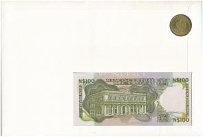 Urugay érmés és bankjegyes, pecsételt boríték benne 1965. 10P érmével és 1987. 100P bankjeggyel, ném...