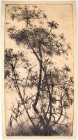 Hertay Mária (1932-): Foltos bürök. Rézkarc, papír-karton, jelzett, 70×30 cm