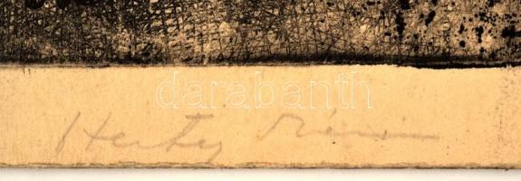 Hertay Mária (1932-): Foltos bürök. Rézkarc, papír-karton, jelzett, 70×30 cm