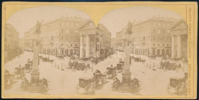 cca 1895 Trieszt, belváros, sztereófotó, Giuseppe Wulz műterméből, jó állapotban, 8,5×17,5 cm / Trieste, Italy, stereo photo