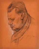 Pataky Ferenc(1897-?): Férfi portré. Szén-pasztell, papír, jelzett, 50×40 cm