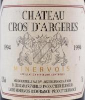 Chateau Cros D'Argeres  1994 bontatlan palack francia vörösbor