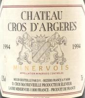 Chateau Cros D'Argeres  1994 bontatlan palack francia vörösbor