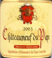 Chateauneuf du Pape 2003 bontatlan palack francia vörösbor