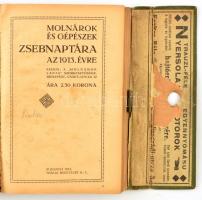 1913 Molnárok, gépészek zsebnaptára kissé sérült egészvászon kötésben