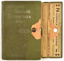 1913 Molnárok, gépészek zsebnaptára kissé sérült egészvászon kötésben