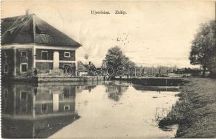 1915 Újverbász, Verbász, Novi Vrbas; Zsilip. Jakob Ottó fényképész kiadása / dam - képeslapfüzetből / from postcard booklet