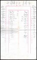 1938 Az 1938. augusztus 15-diki ünnepi szentévi esztergomi ebéd meghívottainak listája és külön papíron kézzel írt ültetési rajz sok módosítással, Serédi Jusztinián bíboros hagyatékából