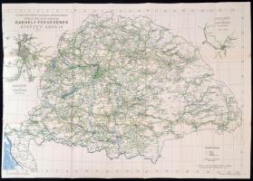 cca 1910 A Magyar Szent Korona Országainak területén levő vasutak rakhelyfekvésének átnézeti ábrája, vasúti térkép, rajta Pozsony és Budapest helyrajzával, 1: 1,050.000, Bp., Klösz György és Fia Műintézete-ny., hajtásnyomokkal, a szélén, a kereten kis levágással, de a térképet nem érinti, 63x93 cm