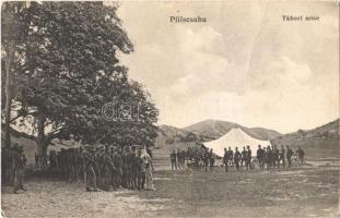 1916 Piliscsaba, Tábori mise, katonák + "Militärpflege K.u.K. Lägerspital in Piliscsaba"