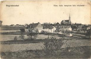 1913 Nógrádszakál, Római katolikus templom falu részlettel (EK)