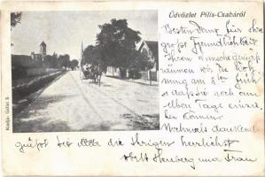1905 Piliscsaba, utca, lovaskocsi. Gellei S. kiadása (r)