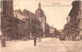 1905 Budapest IX. Iparművészeti Múzeum, villamos, csendőr