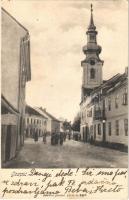 1906 Goszpics, Gospic; utca, templom / street view, church