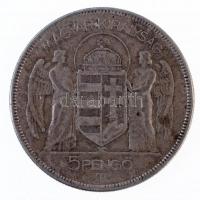 1930. 5P Ag "Horthy jobbra" T:3 patina
Adamo P8