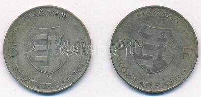 1947. 5Ft Ag "Kossuth" (2x) T:2- patina 
Adamo F8.1