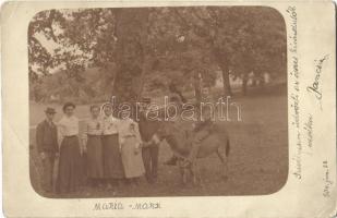 1904 Budakeszi, Máriamakk, kirándulók szamárral. photo (EB)