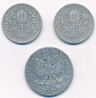 Vegyes: Ausztria 1894-1903. 1K Ag (2x) + Lengyelország 1933. 5Zl Ag T:2-,3 
Mix: Austria 1894-1903....