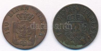 Német Államok / Poroszország 1841A 3pf Cu + 1858A 3pf Cu T:2,3 patina 
German States / Prussia 1841...