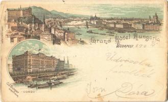 1899 Budapest, Grand Hotel Hungária, Corso. C.J. Burger Art Nouveau litho (EK)