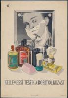 cca 1960 Borotvahab reklám, kisplakát, szép állapotban, 24×16,5 cm