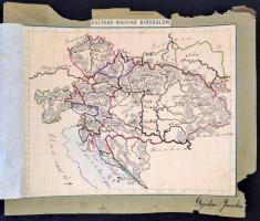 cca 1880 Osztrák-Magyar Birodalom, kézzel színezett nyomat, sérült kartonon, 19x24 cm