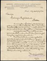 1909 Bártfai Játékkészítő Szövetkezet (Felvidék) kézzel írt levele egy kassai cégnek gyártmányai eladásának képviseletére