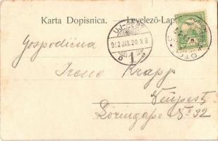 1902 Otocsán, Otocac; Svratiste K. Banu Jelacicu / utca, üzletek, K. Banu vendéglője, étterem. Josip...