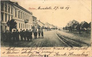 1907 Otocsán, Otocac; Fő utca. Jos. B. Oreskovic kiadása / main street (lyukak / pinholes)