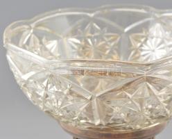 Alpakka kínáló üveg felső résszel. m: 26, d: 24 cm