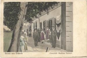1927 Erdővég, Erdewik, Erdevik; Geschäft Mathias Hubert / Hubert Mátyás ülete / shop of Hubert (fl)