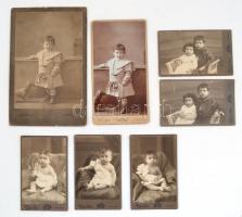 7 db Mai Manó és Mérei fotó vizitkártya, kabinet fotó, vegyes állapotban