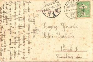 1908 Hódság, Odzaci; Templom utca, Rausch Ede üzlete. W. L. 1990. / Kirchengasse / street view, shop...