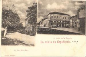 1899 Koper, Capodistria, Capo DIstria; Via Belvedere, Caffé della Loggia / street, cafe shop