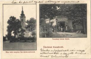 1914 Kocsér, Római katolikus templom, Szent István szobor, Turcsányi István üzlete (EK)