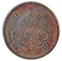 Japan 1964. 100Y Ag "1964. Nyári olimpiai játékok, Tokió" német nyelvű tájékoztatóval, tan...