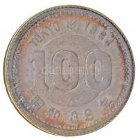 Japan 1964. 100Y Ag "1964. Nyári olimpiai játékok, Tokió" német nyelvű tájékoztatóval, tan...