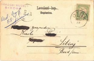 1907 Otok, Financijalna strazna, Katolicka crkva, Paromlin, Ulica venecia / Pénzügyőrség, Római kato...