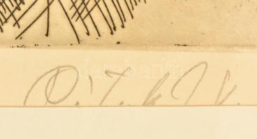 Pituk József Viktórián (1906-1991): Önarckép. Rézkarc, papír, jelzett, 19,5×34,5 cm