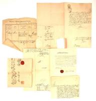 1814-1892 5 db viaszpecsétes, ex offo levél, irat, parancs.