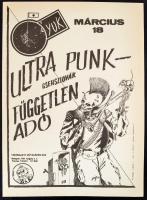 1990 Ultra Punk, Független Adó - a Fekete Lyuk alternatív zenei központ műsorplakátja, szép állapotban, 41×29 cm