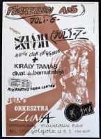 1989 Független Adó, Sziámi, Király Tamás fellépése, a Fekete Lyuk alternatív zenei központ műsor plakátja, 41×29 cm