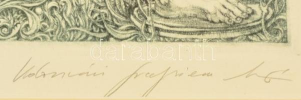 Kolozsvári G.Miklós (1950-): Örök gyerek. Rézkarc, papír, jelzett, üvegezett keretben, 29×38 cm