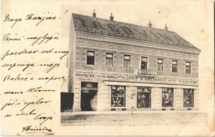 1907 Otocsán, Otocac; Trgovina mjesovitom robom Josip B. Oreskovic / Josip B. Oreskovic üzlete / street view, shop of Oreskovic (fl)